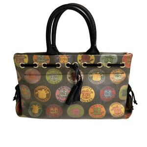 Dooney and Bourke Mini Bag Italian Leather Coated Cotton Colorful All Over Logo